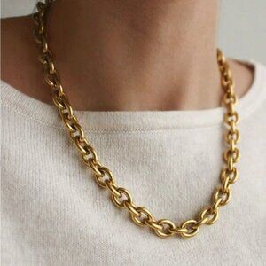 Bold Necklace Chunky Gold Paperclip Chain Necklace Waterproof 18k Gold Statement